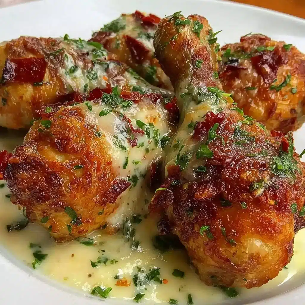 Crispy air fryer chicken drumsticks garnished with herbs and spices