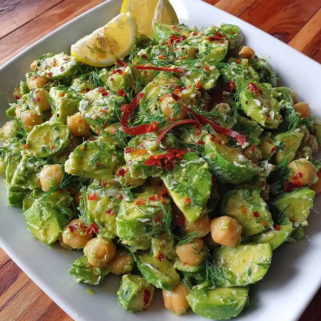 Chickpea Avocado Cucumber Salad topped with lemon dressing