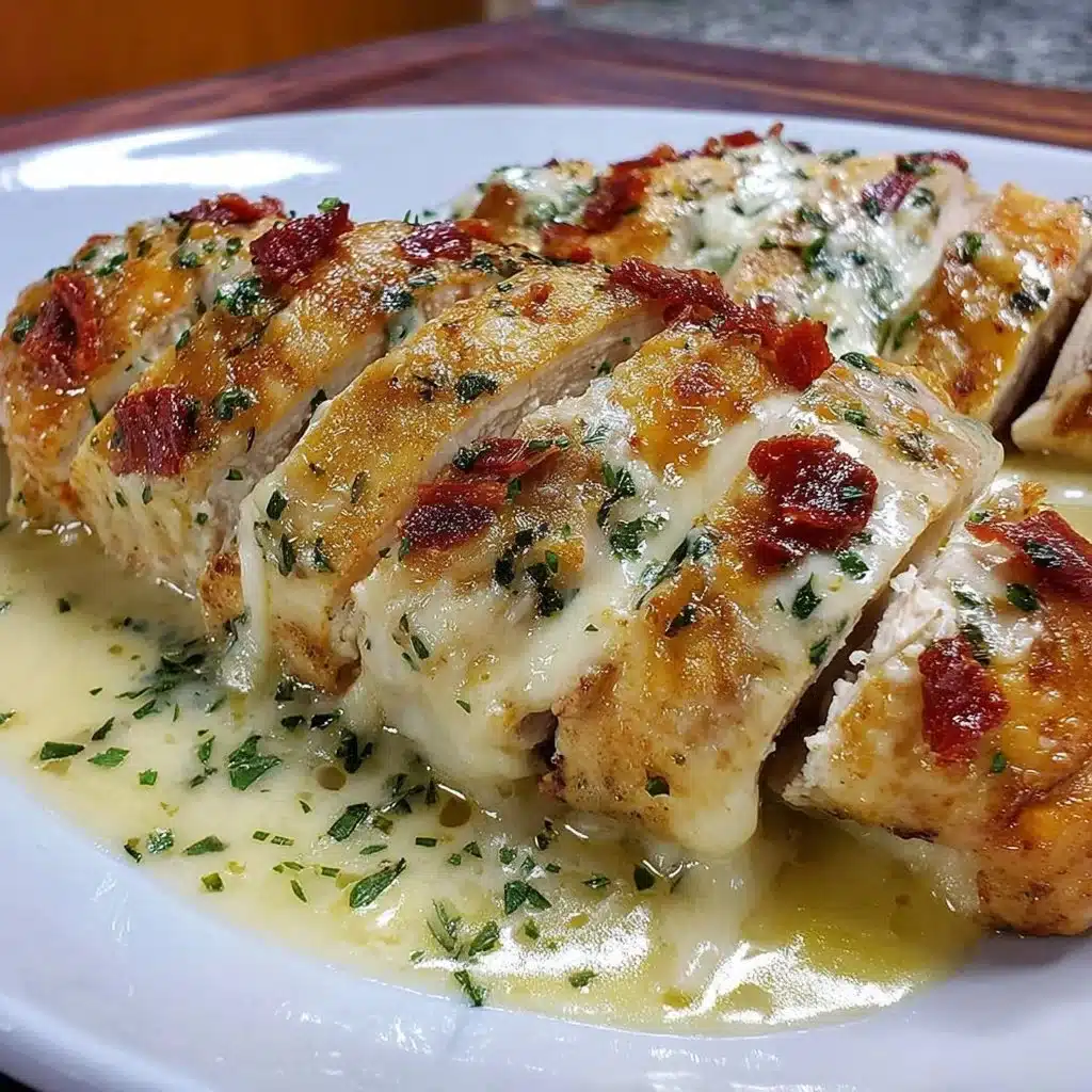 Creamy baked chicken dish served with seasonal vegetables