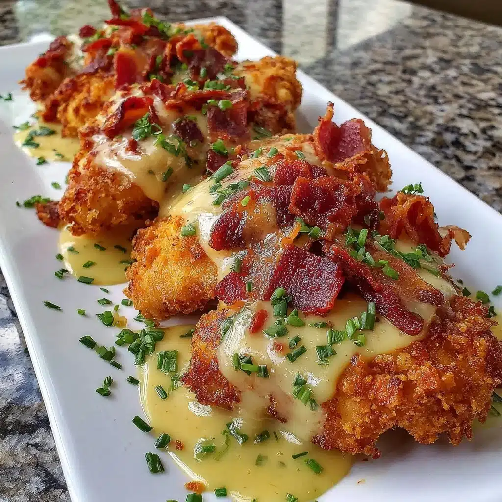Crispy Malibu Chicken with ham served on a plate