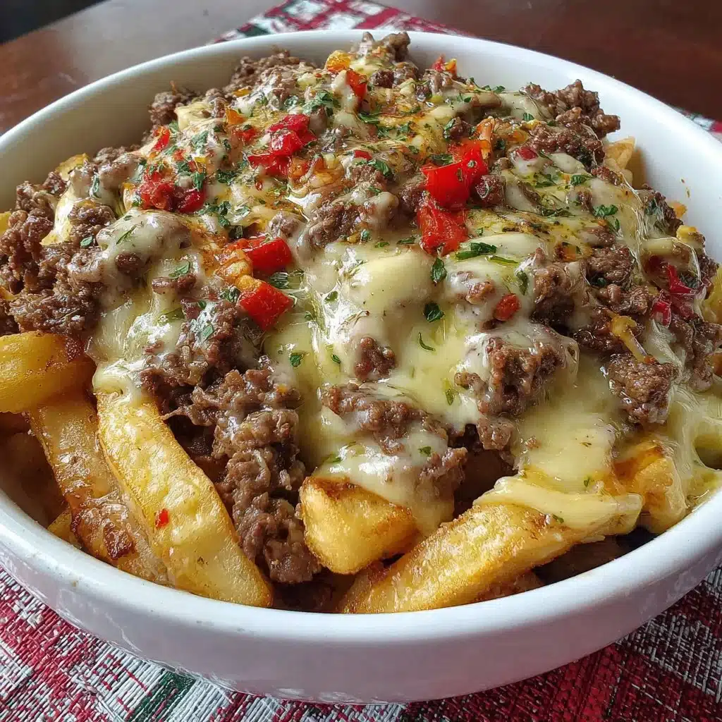 Ground Beef Philly Bowl served in a cozy setting, perfect for fall meals.
