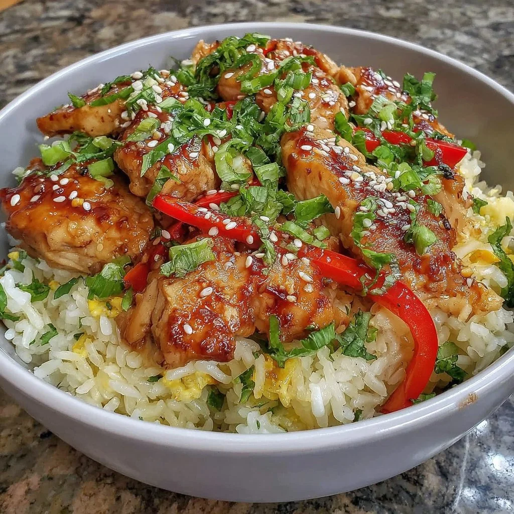 Meal prep teriyaki chicken bowls with vegetables and rice