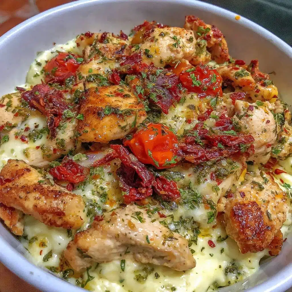 Delicious Mediterranean Chicken Bowl with fresh vegetables and herbs.