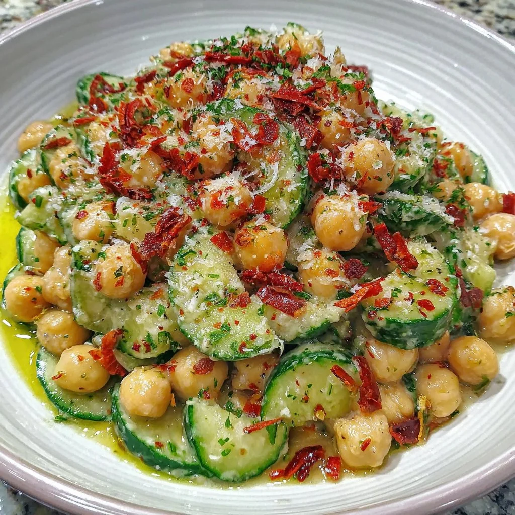 Fresh Mediterranean Chickpea Cucumber Salad with vibrant ingredients