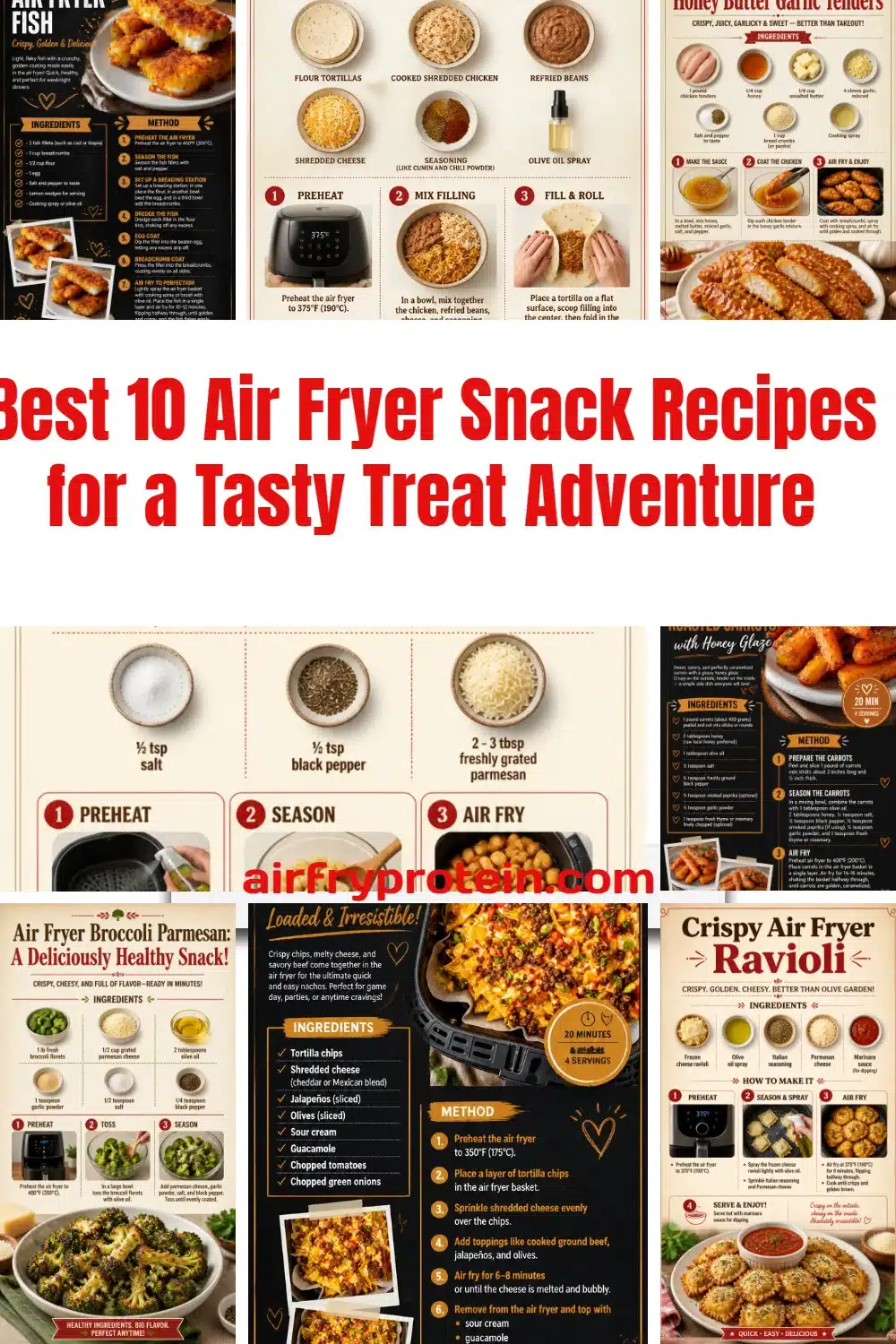 Delicious air fryer snacks showcasing crispy recipes for tasty treats