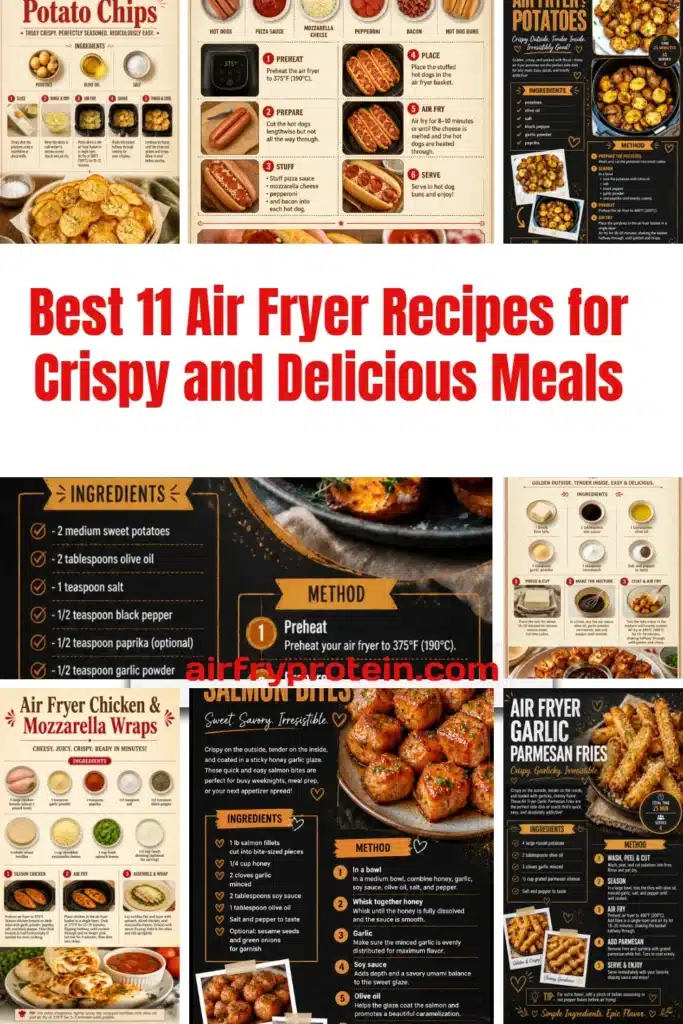 Delicious air fryer recipes for crispy meals and quick cooking.