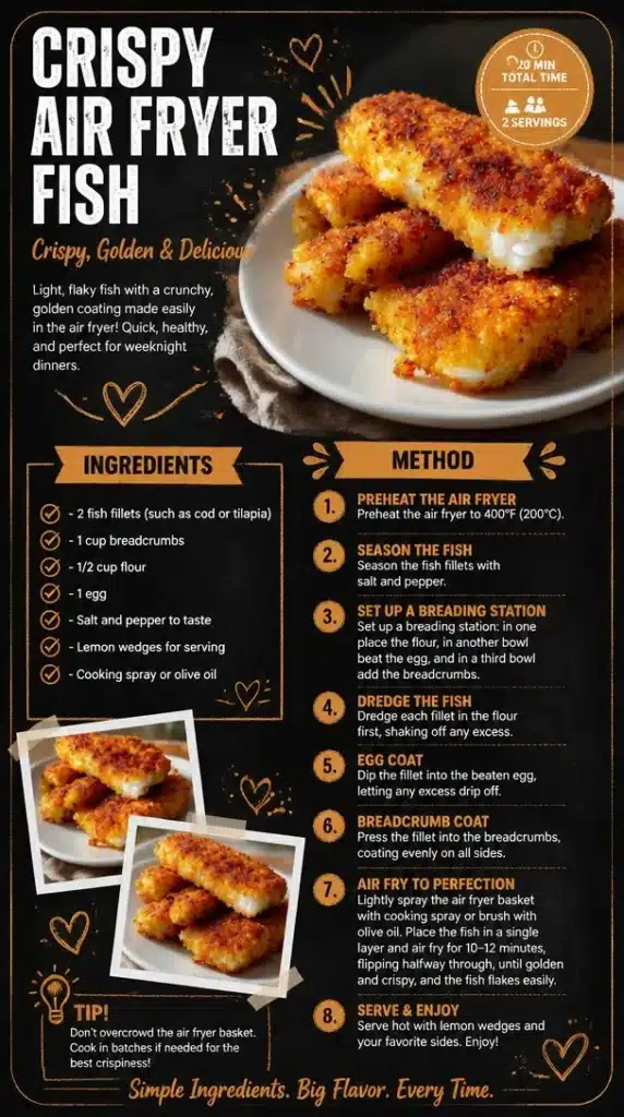 Crispy air fryer fish ready to serve on a plate