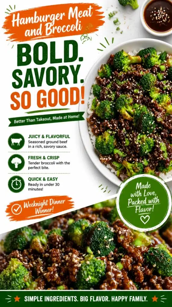 Delicious hamburger meat and broccoli dish served on a plate