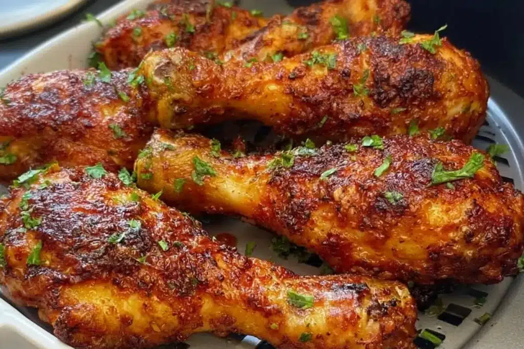 Delicious air fryer chicken drumsticks cooked in 30 minutes
