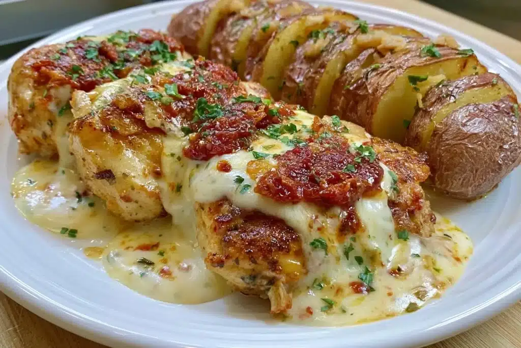 Garlic Parmesan Chicken and Potatoes in a crockpot, a delicious and easy recipe