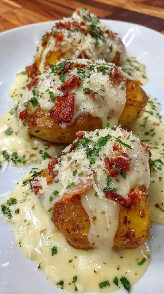 A variety of healthy vegetarian potato dishes served on a colorful plate.