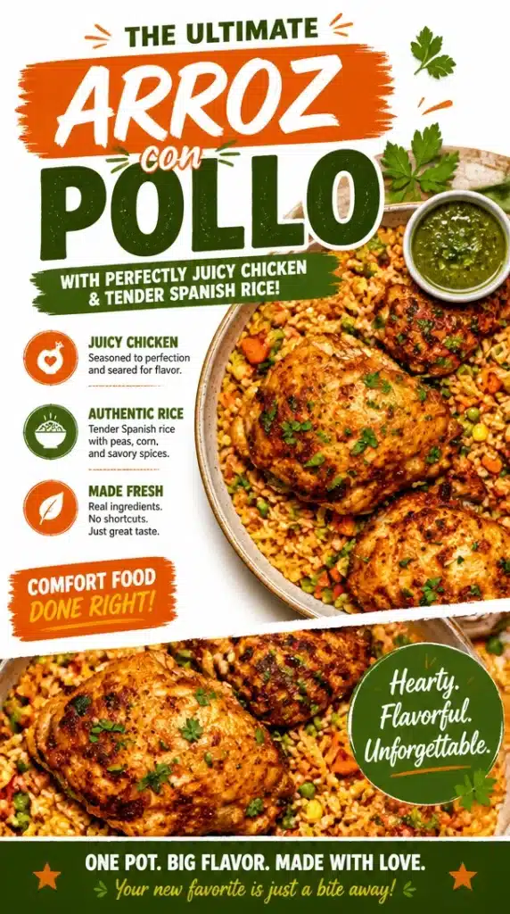 Delicious plate of Rice with Chicken garnished with herbs
